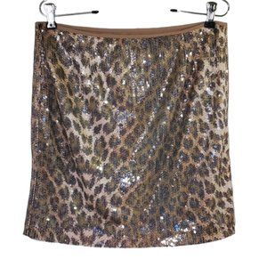 Andrea Behar Boston Proper Sequin Animal Print  Skirt